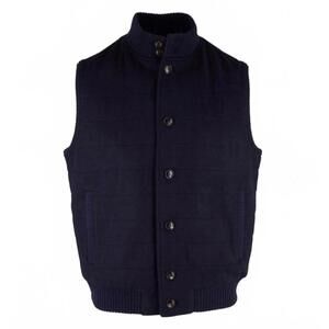 PETER MILLAR MENS VEST MERINO WOOL CROWN FLEX-FLEECE L NAVY BLUE BUTTON UP NWOT